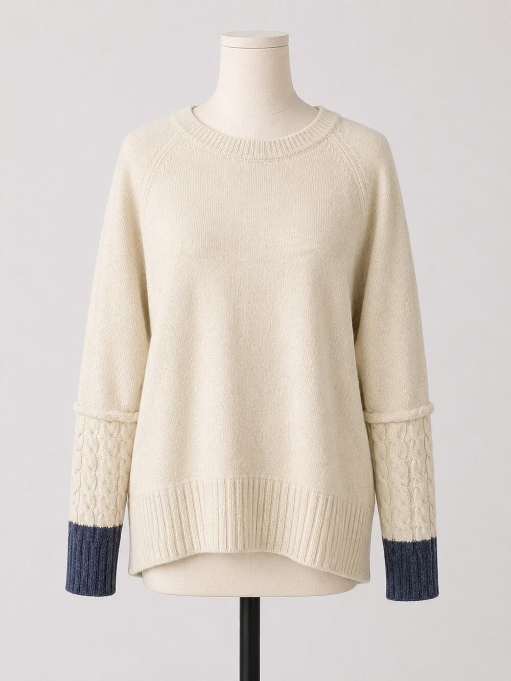 Zaket & Plover Beige Merino Wool Sweater Soft Cozy Cream Large